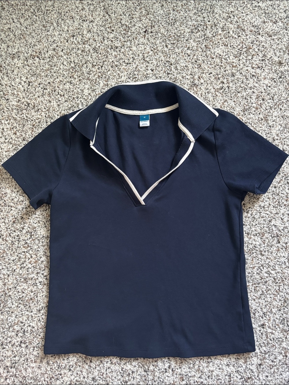 Old Navy Navy Polo Top with White Trim